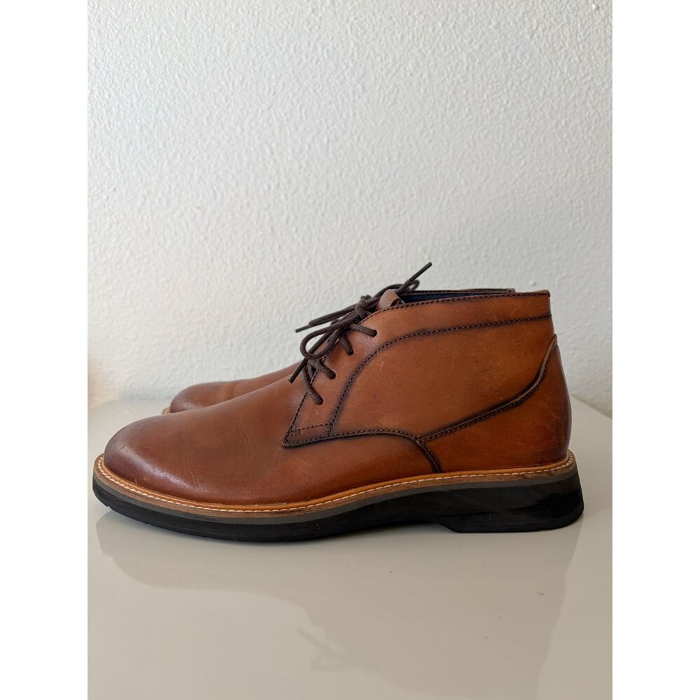 COLE HAAN Osborn Grand 360 Plain Toe Chukka Boots Tan Leather Shoes Mens 7.5 US